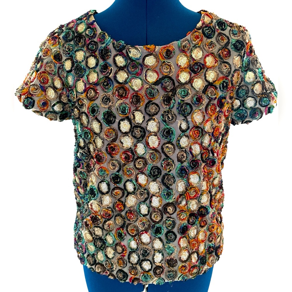 Anthropologie Weston Wear sequin & mesh top size XS